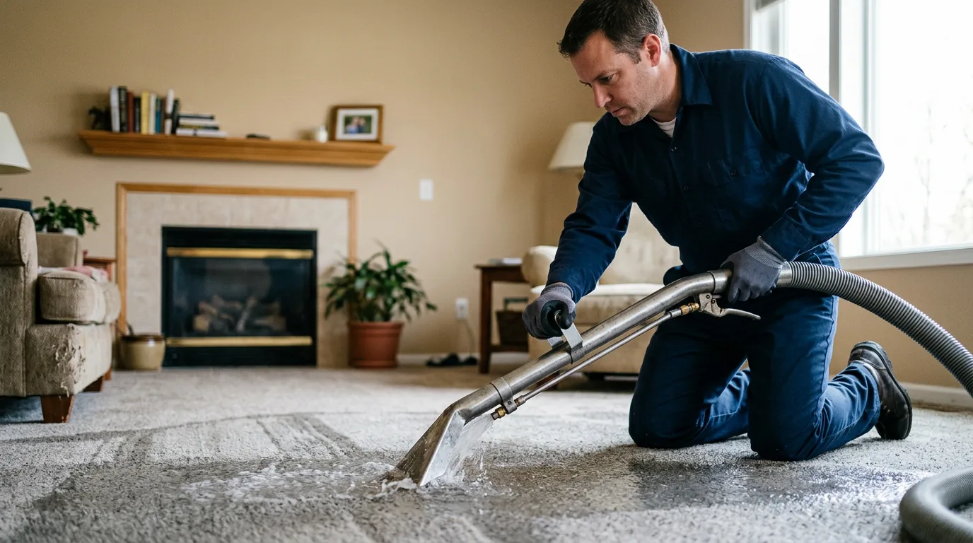 Water damage restoration technician working near Lenhartsville, PA